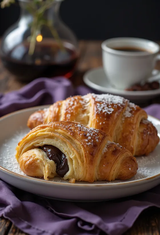 Servierte Croissants mit Kaffeelikör