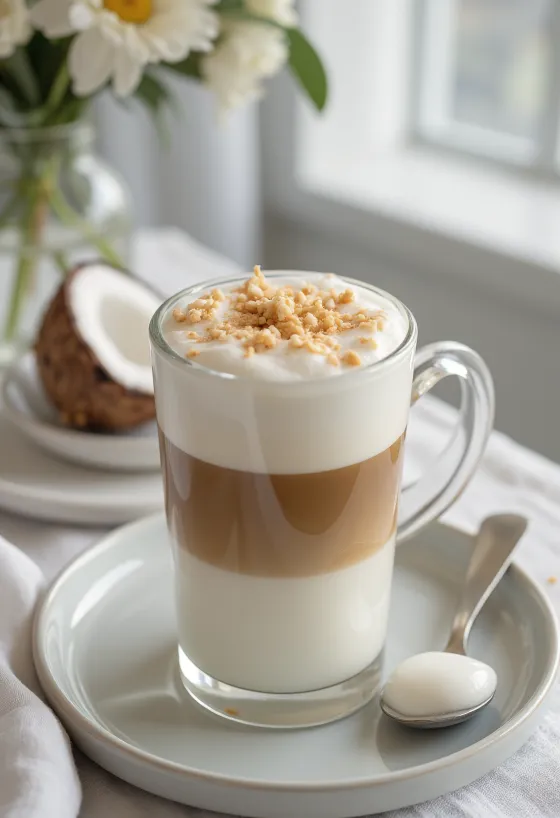 Kokosmilch-Latte frisch serviert