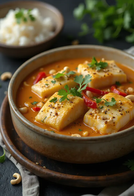 Fisch-Vatapá mit Ingwer, Kokosmilch und Nüssen