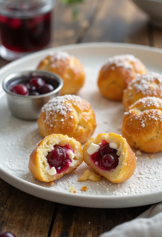 Æbleskiver mit Preiselbeer-Füllung, Feta und einem Hauch Vanille