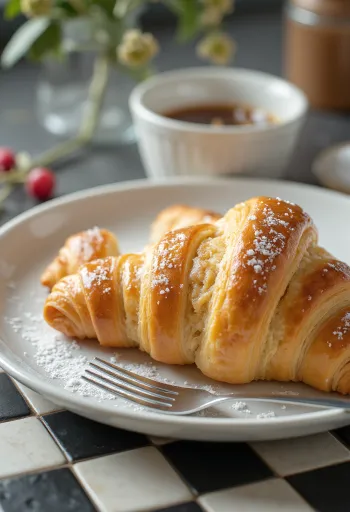 Frisch gebackene herzförmige Croissants