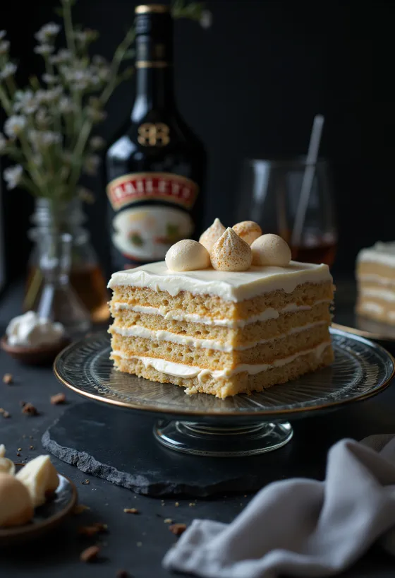 Servierte Baileys-Torte auf einem Teller