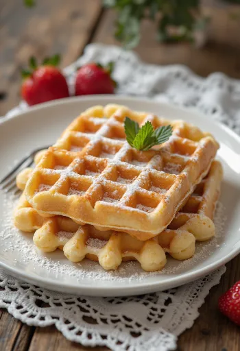 Brüsseler Waffeln mit frischen Früchten und Schlagsahne