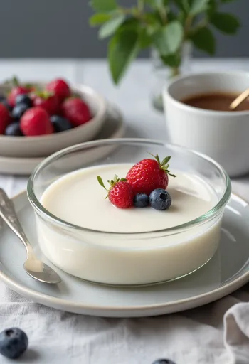 Zuckerfreie Panna Cotta serviert