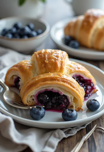 Frisch gebackene finnische Blaubeer-Croissants