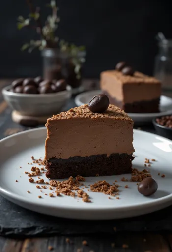 Kaffee-Schokomousse-Torte mit Dekoration