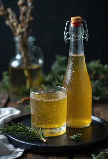 Skandinavischer Fichtennadel-Cider im Glas serviert