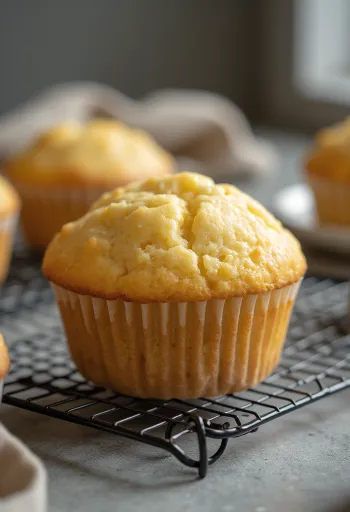 Goldbraun gebackene Vanillemuffins in Papierförmchen