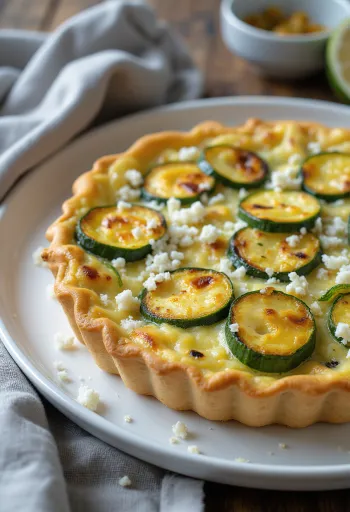 Frisch gebackene Zucchini-Feta-Quiche