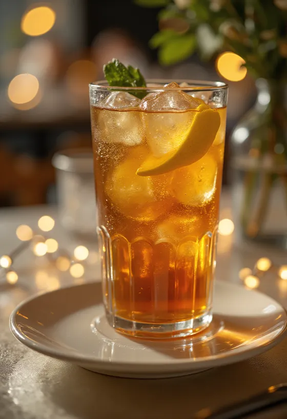 Long Island Iced Tea Cocktail mit Zitronenscheibe