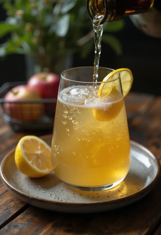 Spanischer Sidra im Glas serviert