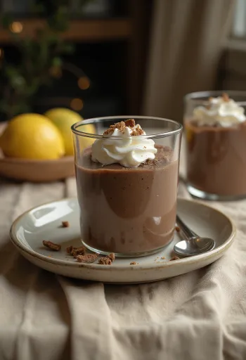 Servierte Zitronen-Schokoladen-Mousse im Glas