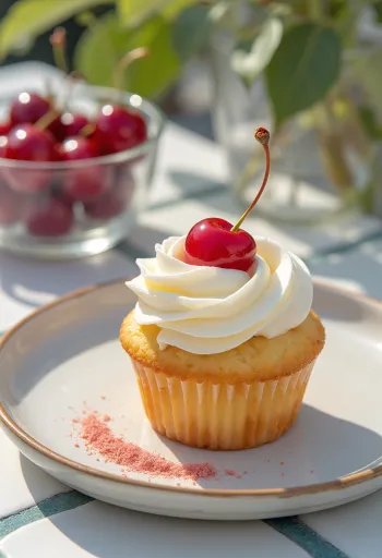 Servierte Kirsch-Cupcakes