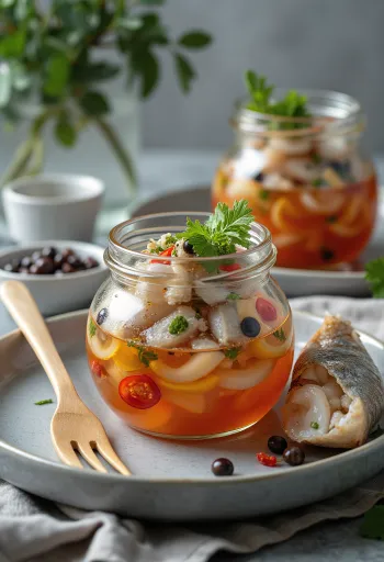 Scharf marinierte Makrele im Glas
