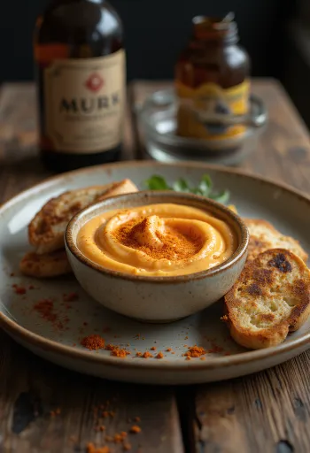 Geräucherte Paprika-Mayonnaise serviert