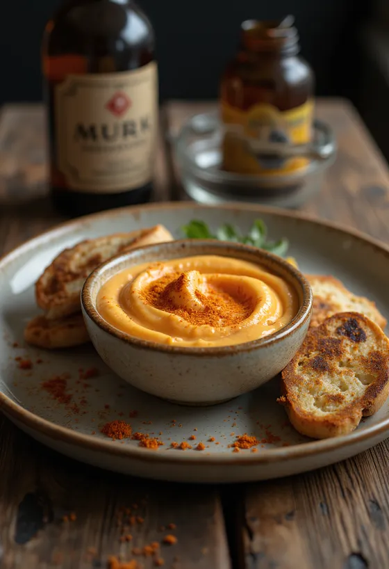 Geräucherte Paprika-Mayonnaise serviert