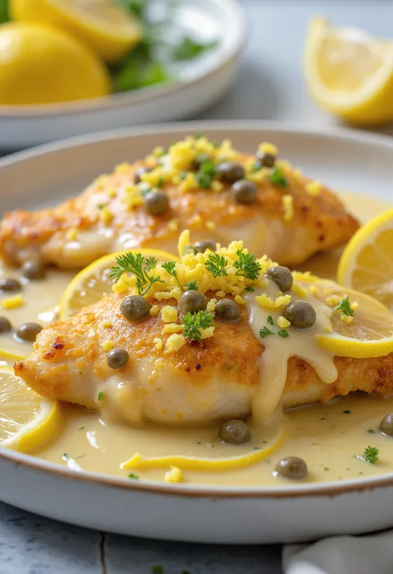 Piccata al Limone, Zitronenhähnchenbrust mit Kapernsoße