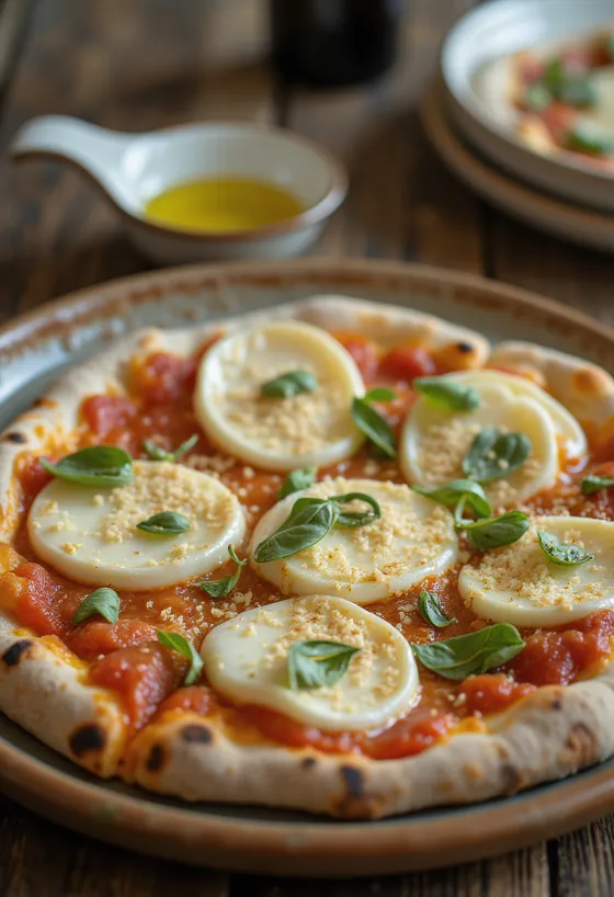 Pizza Cilentana mit Büffelmozzarella und Provolone