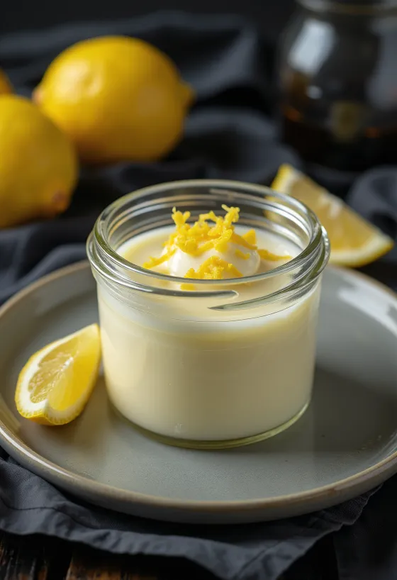 Servierte Zitronen-Panna Cotta im Glas