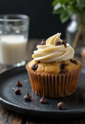 Servierte Cupcakes mit Schokostückchen