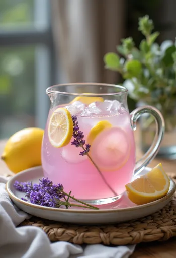 Lavendel-Limonade im Glas serviert