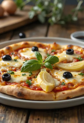 Pizza ai Carciofi e Olive mit Artischocken und Oliven