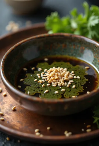 Servierte Wasabi-Sojasauce neben Sushi