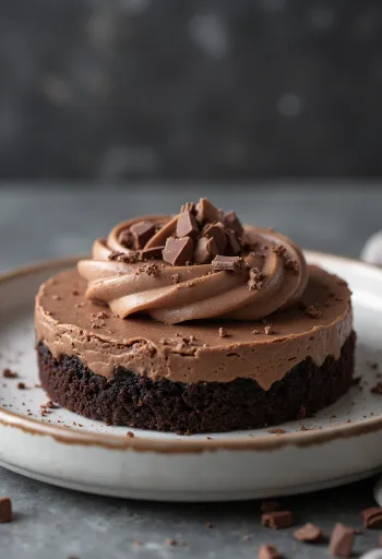 Servierte Schokomousse-Torte auf einem Teller