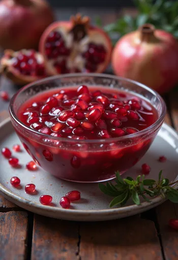 Würzige Granatapfelsauce serviert