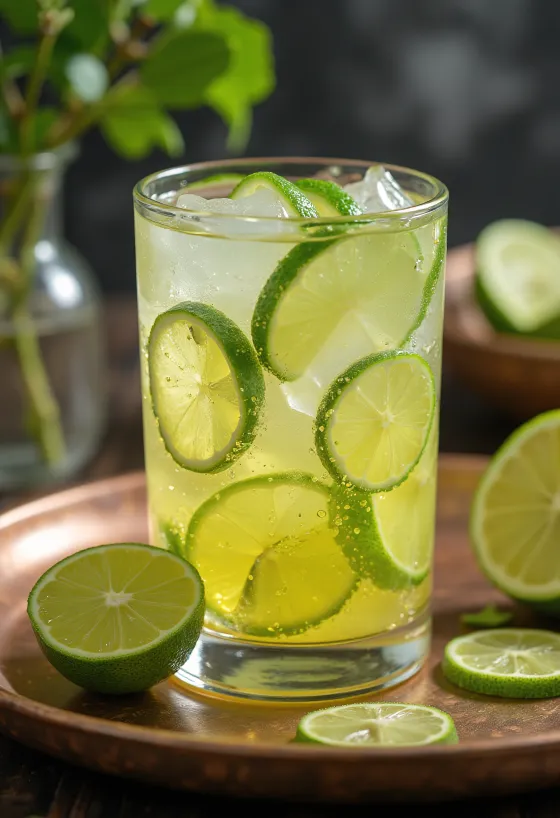 Limetten-Minz-Cider im Glas serviert