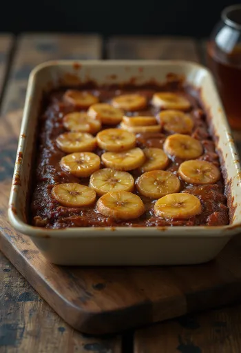 Bánh Chuối Nướng, goldbraune vietnamesische Bananenbrotscheiben serviert