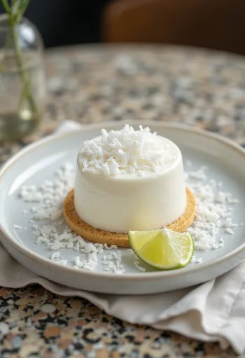 Kokos-Panna-Cotta-Torte elegant serviert
