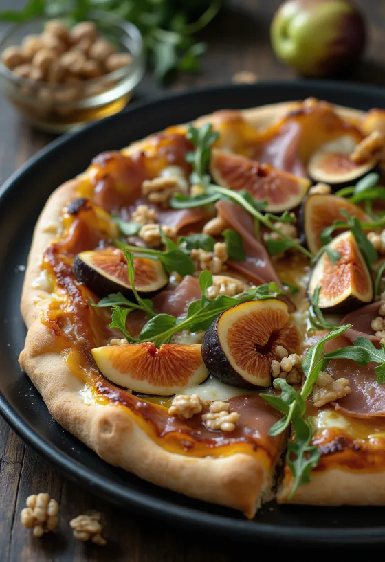 Feigen-Pizza mit Prosciutto-Schinken und Honig