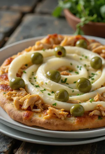 Pizza de Frango com Catupiry mit Hähnchenbrust und Frischkäse