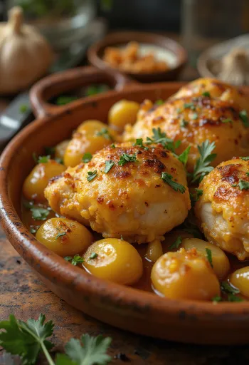 Pollo al Ajillo, spanisches Knoblauchhähnchen mit Weißweinsauce