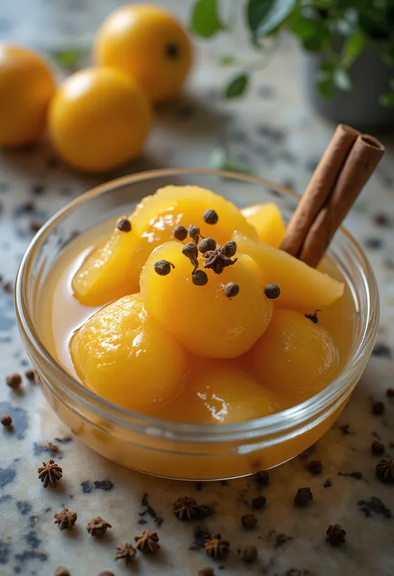 Quittenkompott mit Zimt und Nelken gewürzt