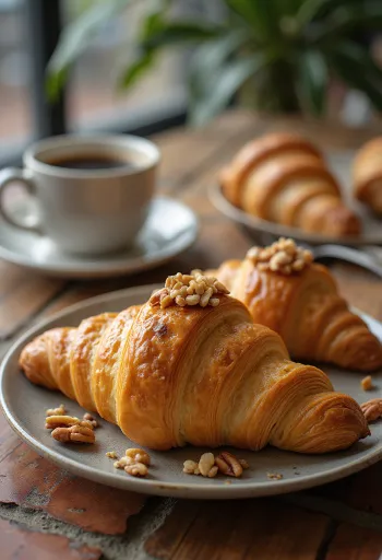 Servierte Paranuss-Croissants