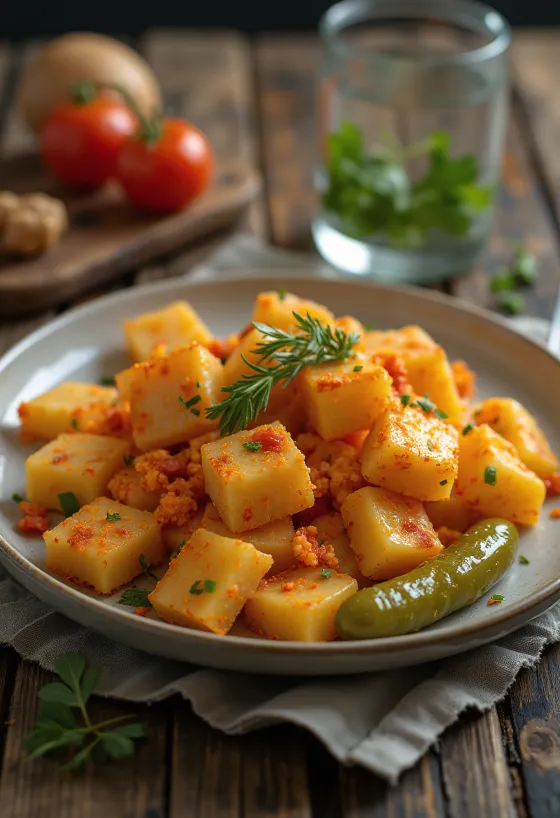 Grenadiermarsch mit gerösteten Zwiebeln und Paprikapulver serviert