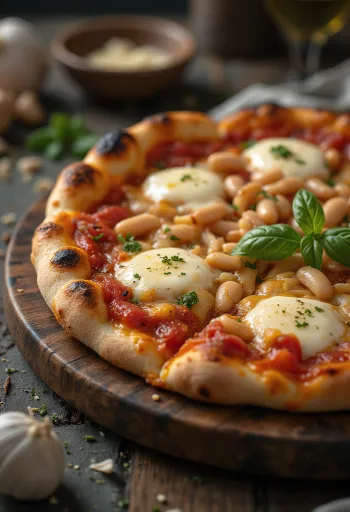 Pizza ai Fagioli mit weißen Bohnen und Käse