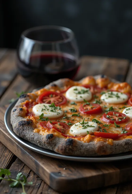 Pizza di Grano Arso aus geröstetem Getreide mit italienischem Käse