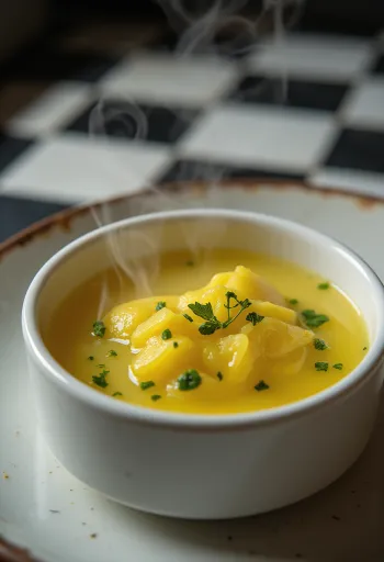 Servierte Kräuter-Butter-Sauce zu gegrilltem Fisch