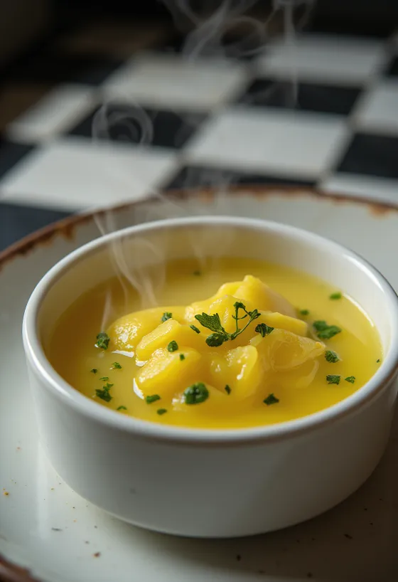 Servierte Kräuter-Butter-Sauce zu gegrilltem Fisch
