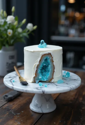 Geode Cake mit bunten Zuckerkristallen