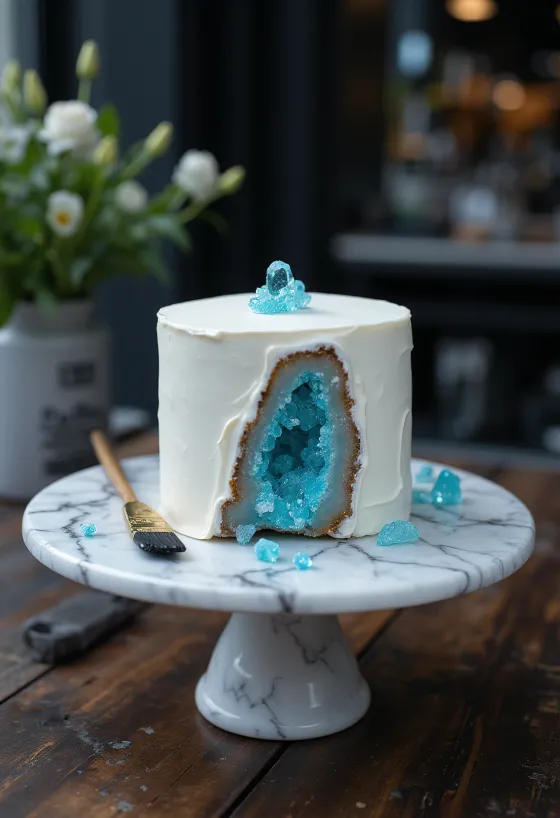 Geode Cake mit bunten Zuckerkristallen