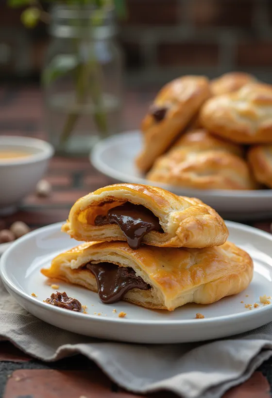 Katmer mit Nutella, weicher süßer Teig mit Nutella gefüllt, goldbraun gebacken