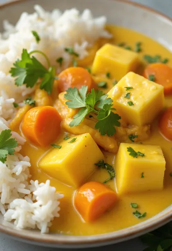 Auberginen-Curry würzig mit Kokosmilch serviert