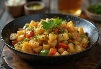 Paprika-Gemüse-Pfanne mit frischem Koriander