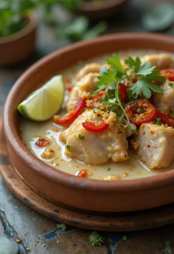 Scharfer Bicol Express mit frischen Chilis und Kokosmilch