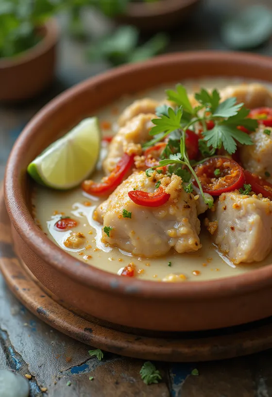 Scharfer Bicol Express mit frischen Chilis und Kokosmilch
