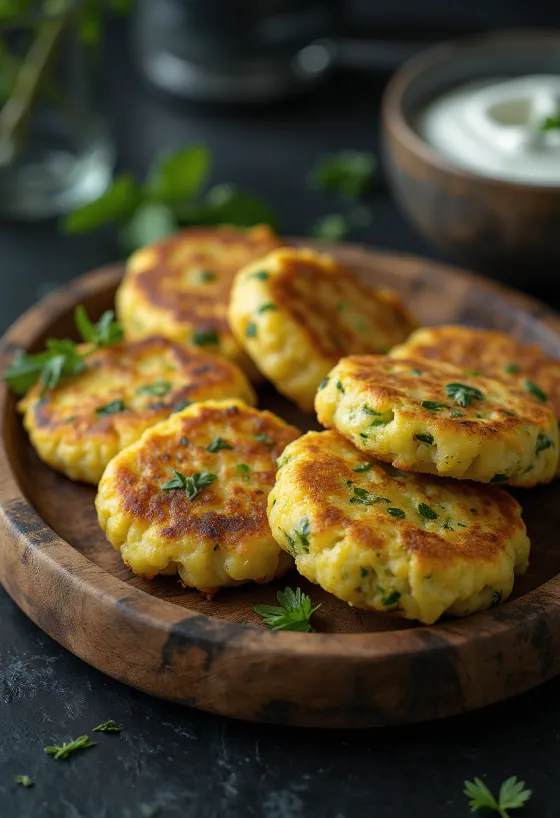 Kolokithokeftedes mit Minze und Dill, Gemüsepuffer mit frischen Kräutern